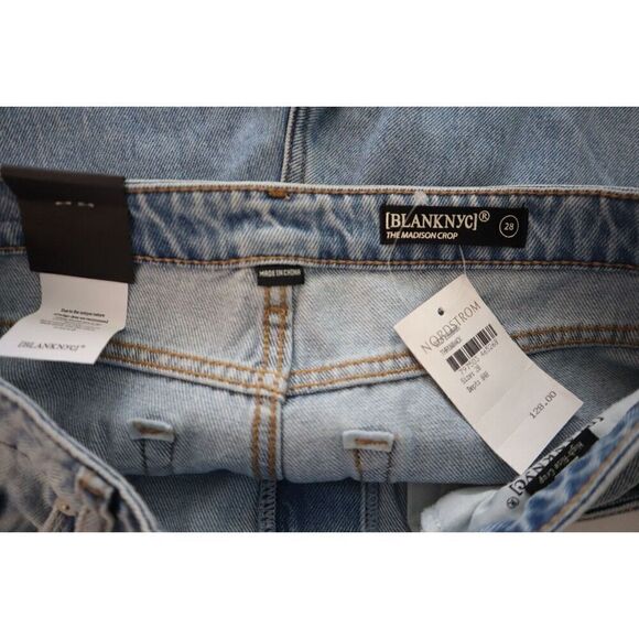 BLANKNYC Women's Sz 28 Blue Denim Floral Design Bottoms Hi-Rise Crop Jeans - Picture 3 of 10